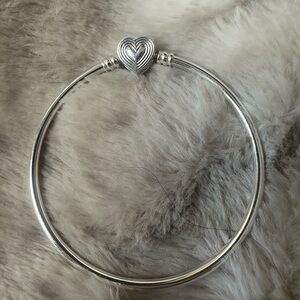 Pandora Silver Heart Charm Bangle Bracelet